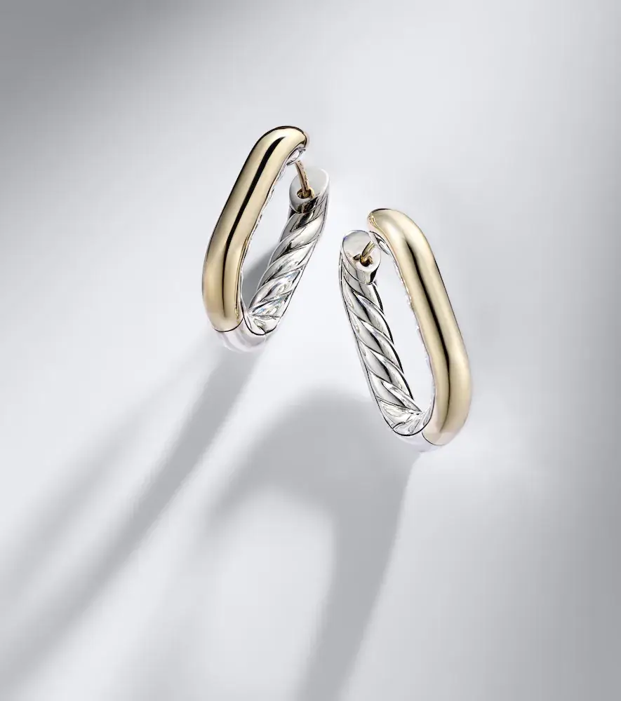 David Yurman DY Madison sterling silver and 14kt gold hoop earrings | Thumbnail 5 David Yurman DY Madison sterling silver and 14kt gold hoop earrings | Thumbnail 5