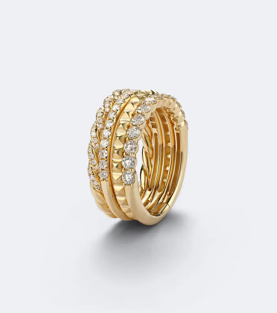 David Yurman Petite Pavé 18kt gold ring with diamonds | Thumbnail 4 David Yurman Petite Pavé 18kt gold ring with diamonds | Thumbnail 4