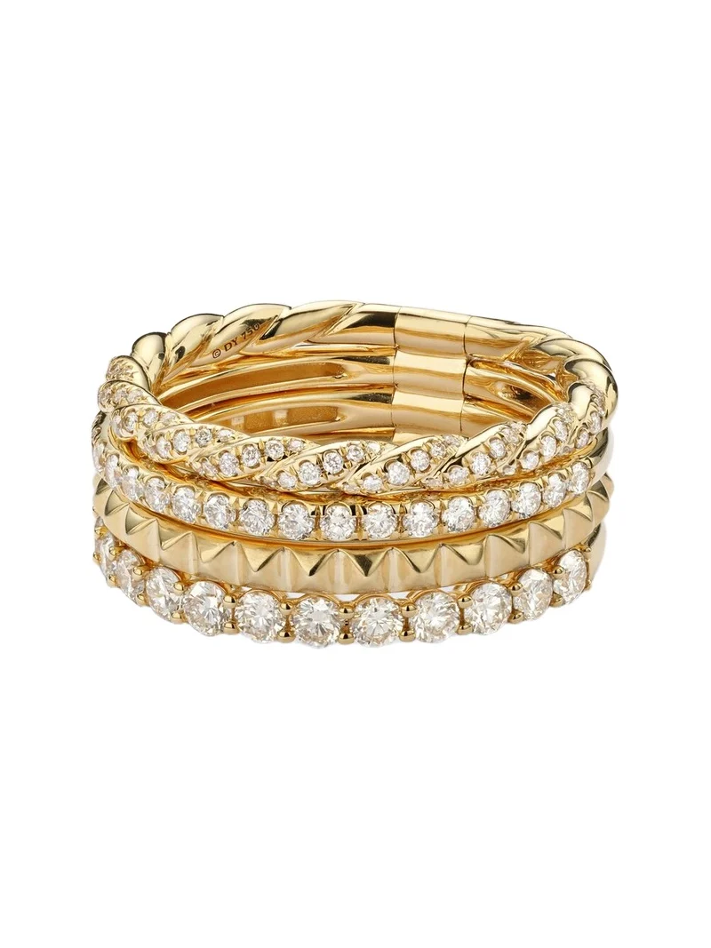 Petite Pavé 18kt gold ring with diamonds