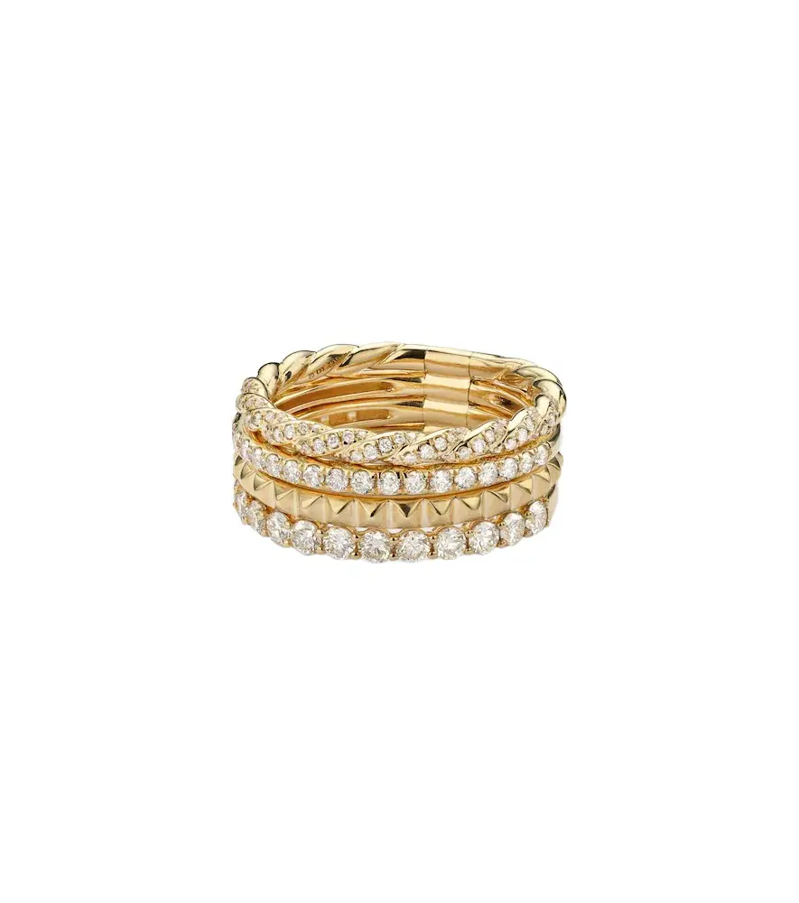 Petite Pavé 18kt gold ring with diamonds