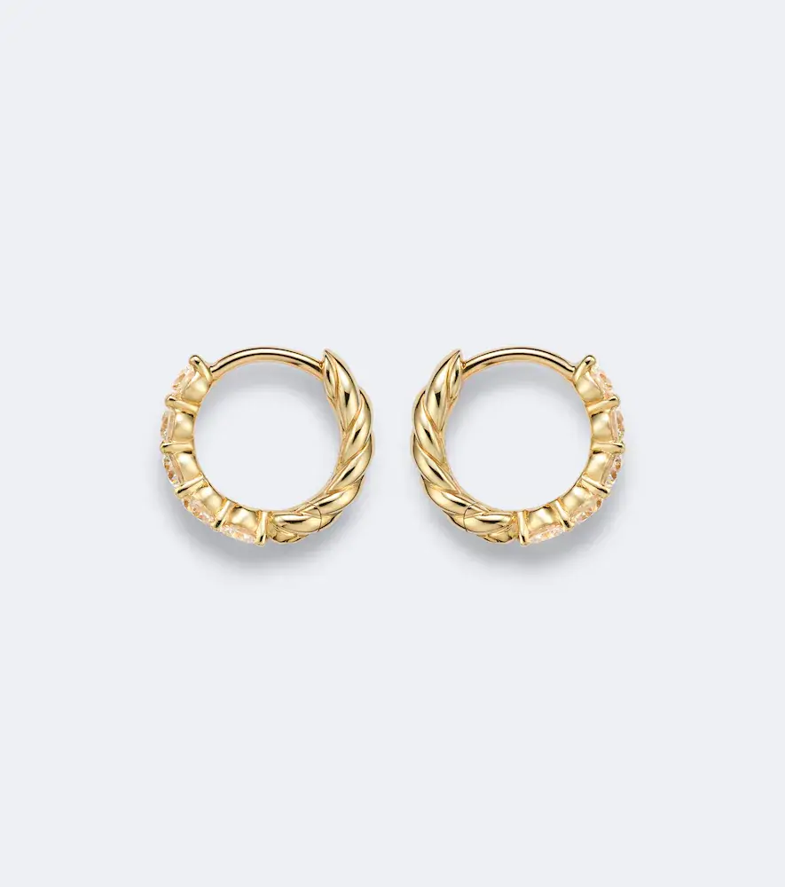 David Yurman Petite Pavé 18kt gold hoop earrings with diamonds | Thumbnail 2 David Yurman Petite Pavé 18kt gold hoop earrings with diamonds | Thumbnail 2