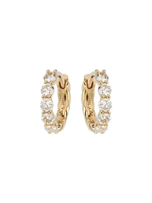 Petite Pavé 18kt gold hoop earrings with diamonds