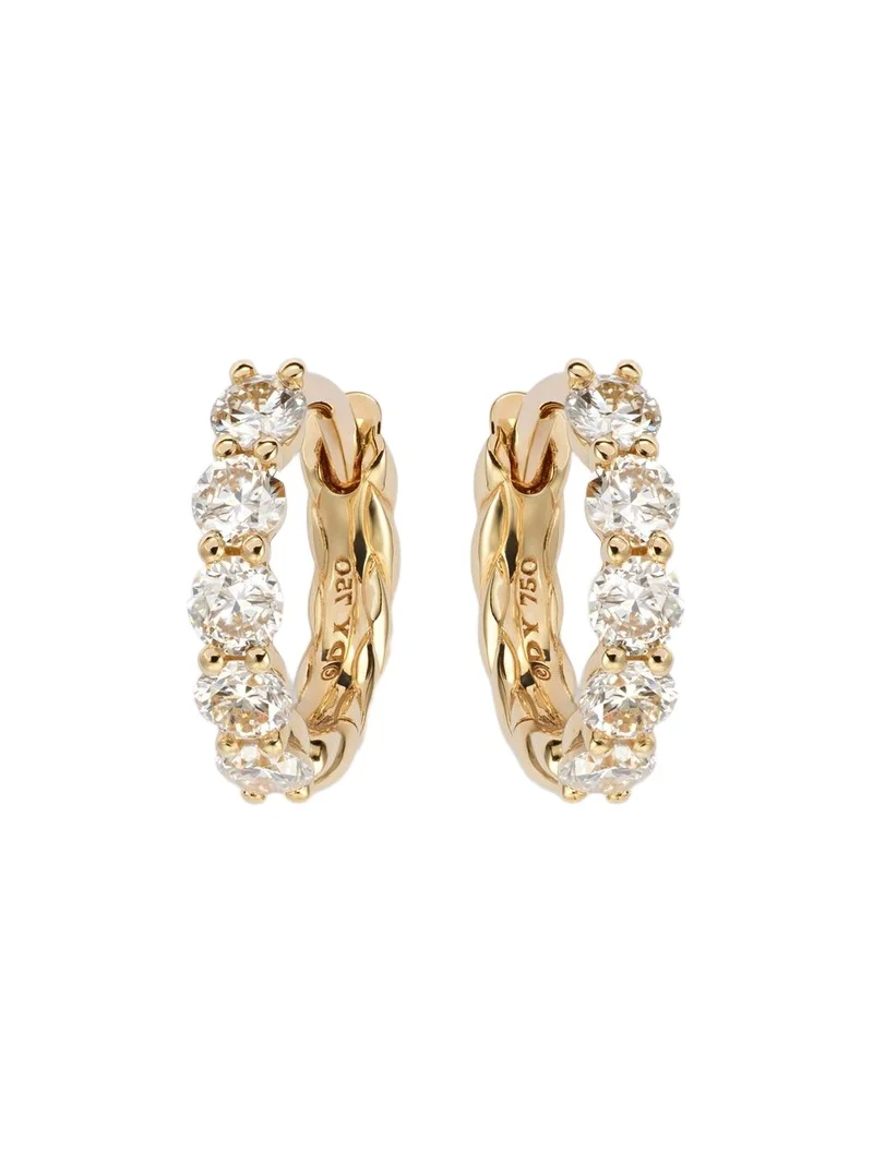 Petite Pavé 18kt gold hoop earrings with diamonds