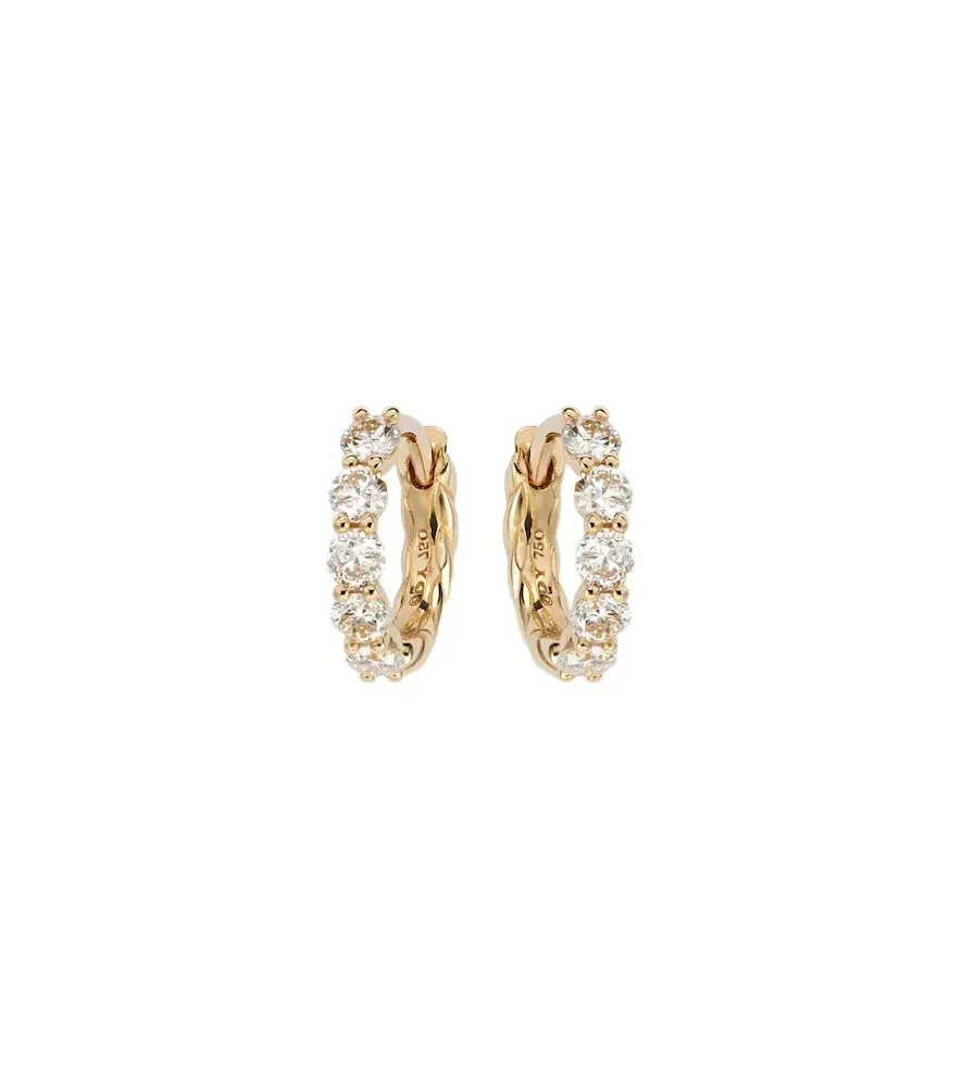 David Yurman Petite Pavé 18kt gold hoop earrings with diamonds