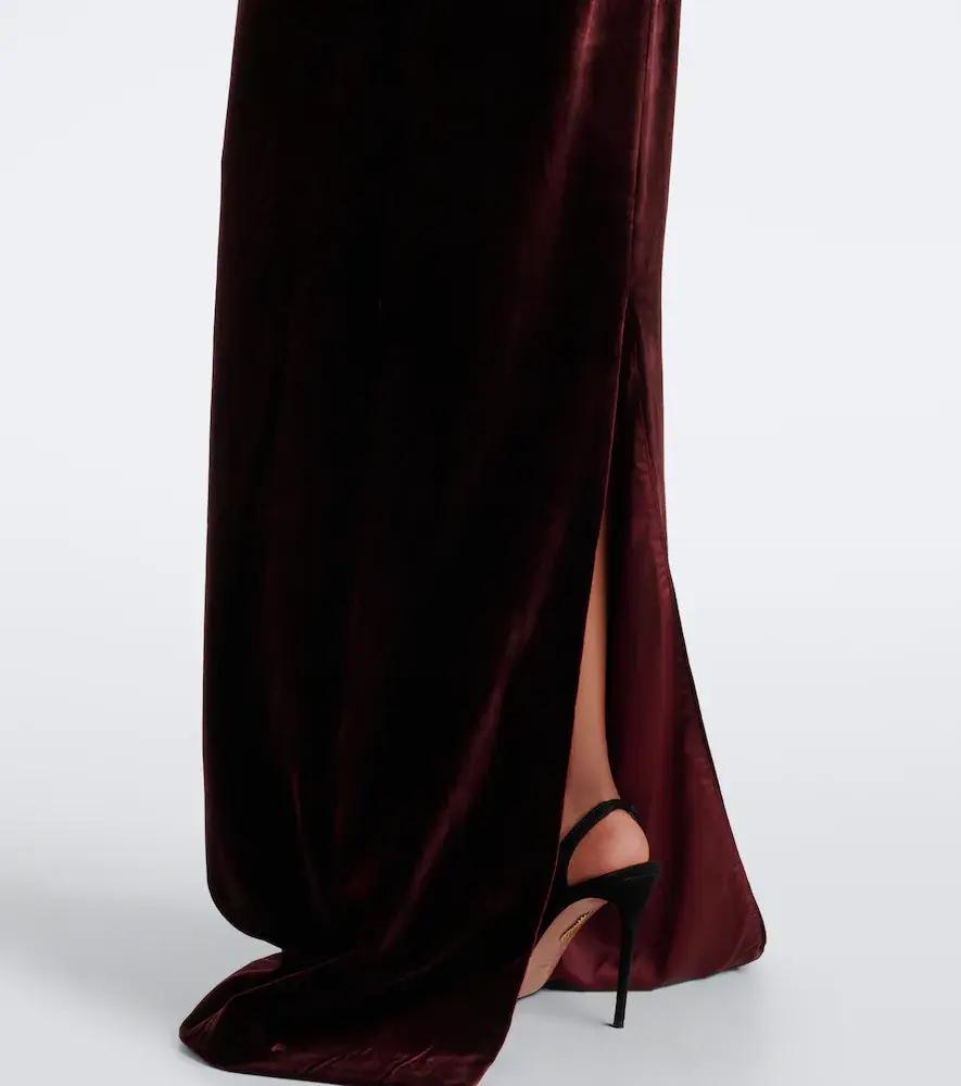 The New Arrivals Ilkyaz Ozel Feather-trimmed velvet bustier gown | Thumbnail 4