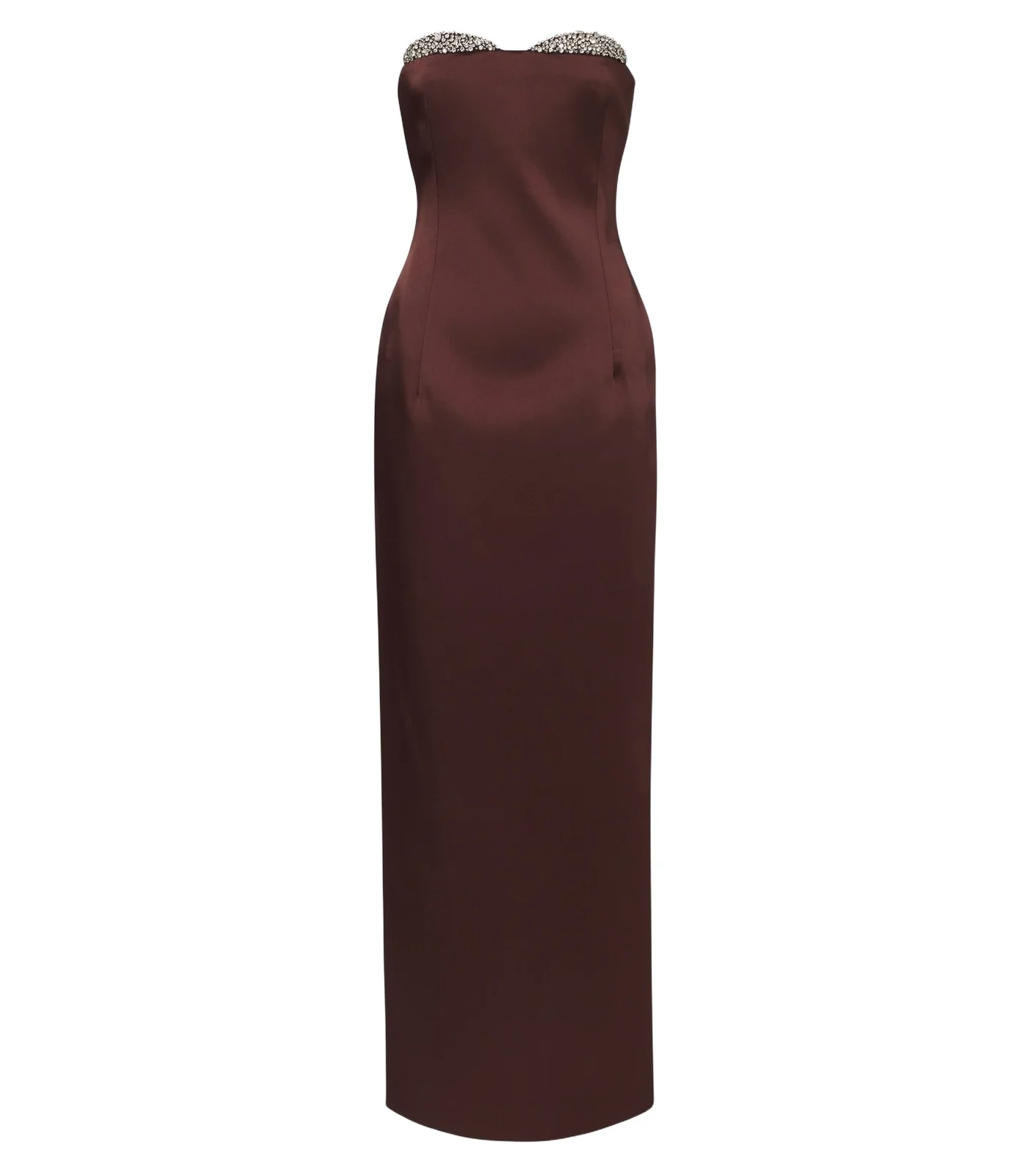 Embellished satin bustier gown