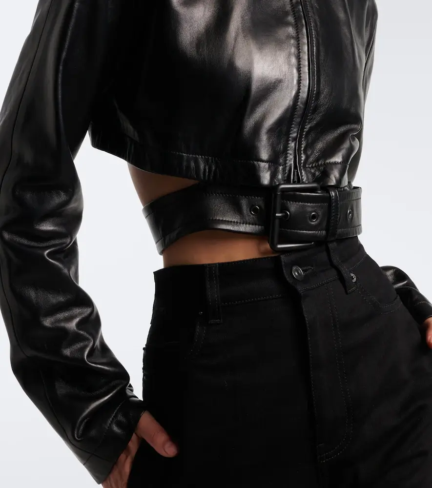 Balenciaga Belted cropped leather jacket | Thumbnail 3 Balenciaga Belted cropped leather jacket | Thumbnail 3