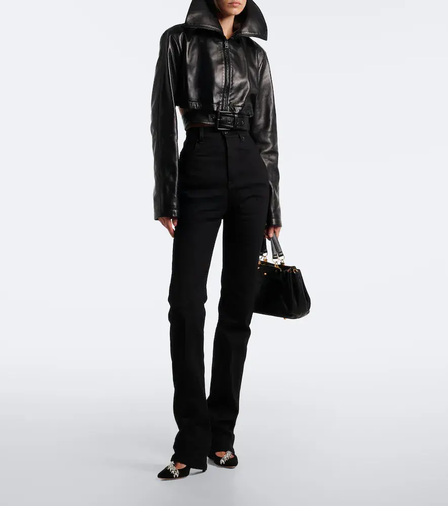 Balenciaga Belted cropped leather jacket | Thumbnail 4 Balenciaga Belted cropped leather jacket | Thumbnail 4
