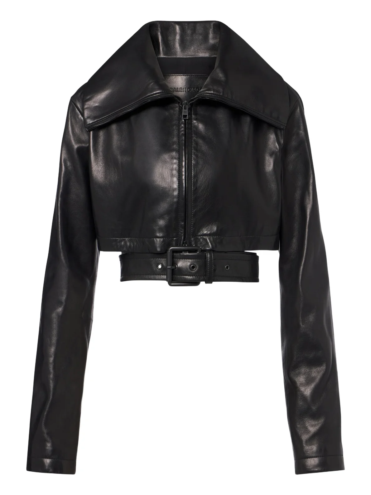 Balenciaga Belted cropped leather jacket