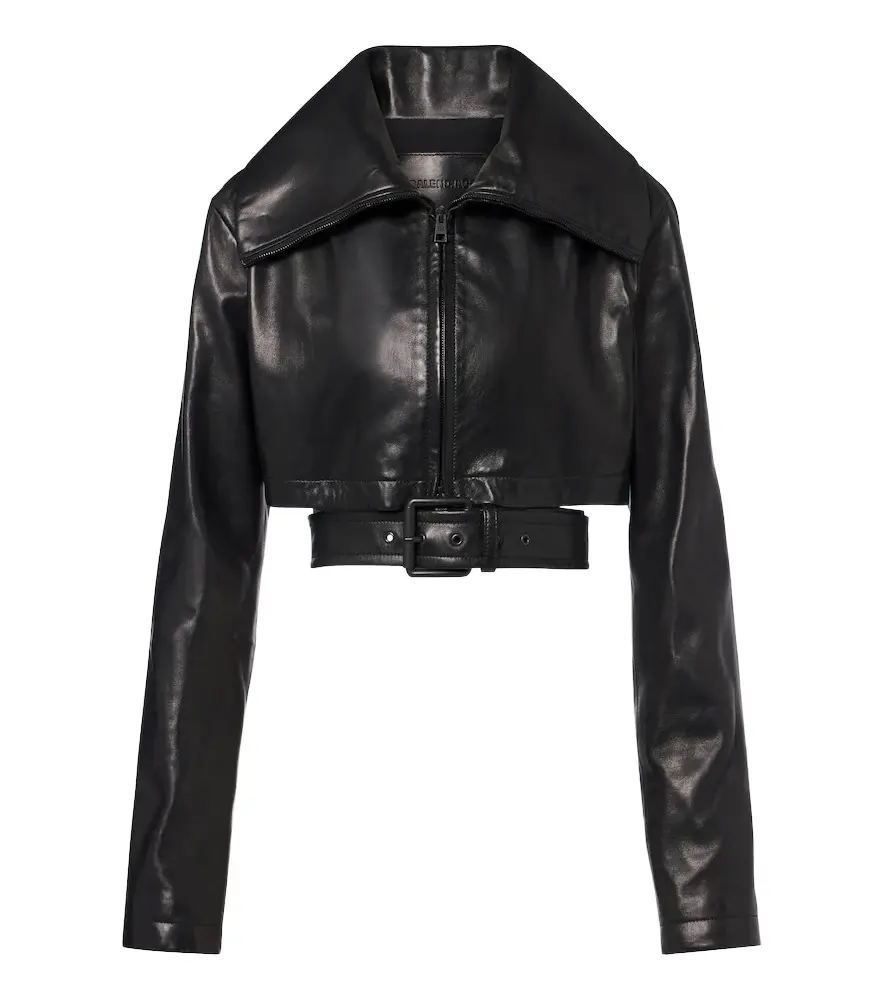 Belted cropped leather jacket Belted cropped leather jacket