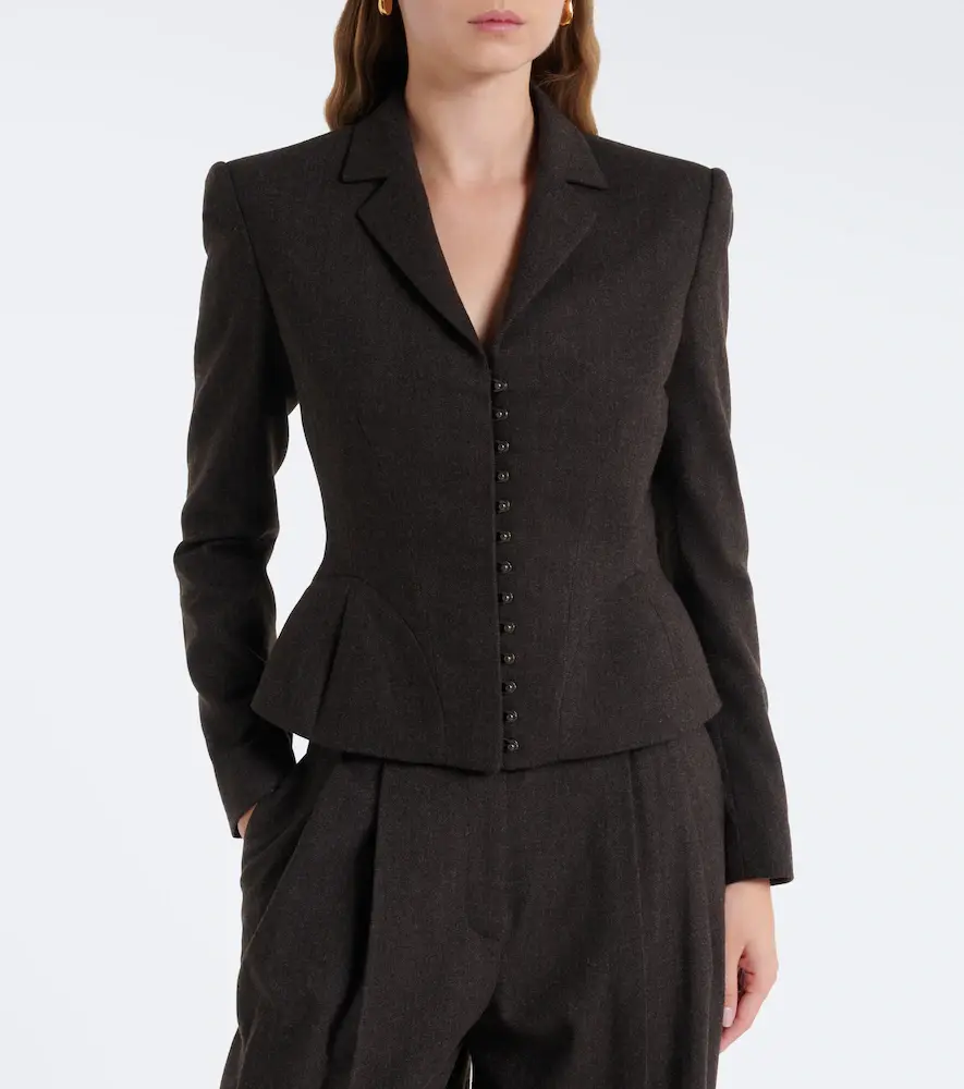 Ralph Lauren Collection Herringbone peplum virgin wool blazer | Thumbnail 3 Ralph Lauren Collection Herringbone peplum virgin wool blazer | Thumbnail 3