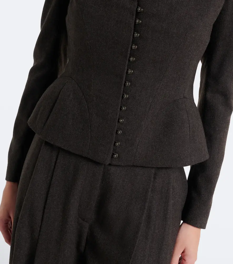 Ralph Lauren Collection Herringbone peplum virgin wool blazer | Thumbnail 4 Ralph Lauren Collection Herringbone peplum virgin wool blazer | Thumbnail 4