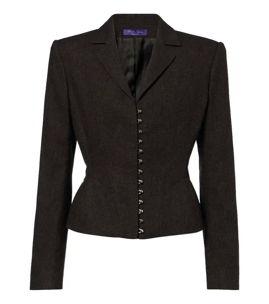 Ralph Lauren Collection Herringbone peplum virgin wool blazer