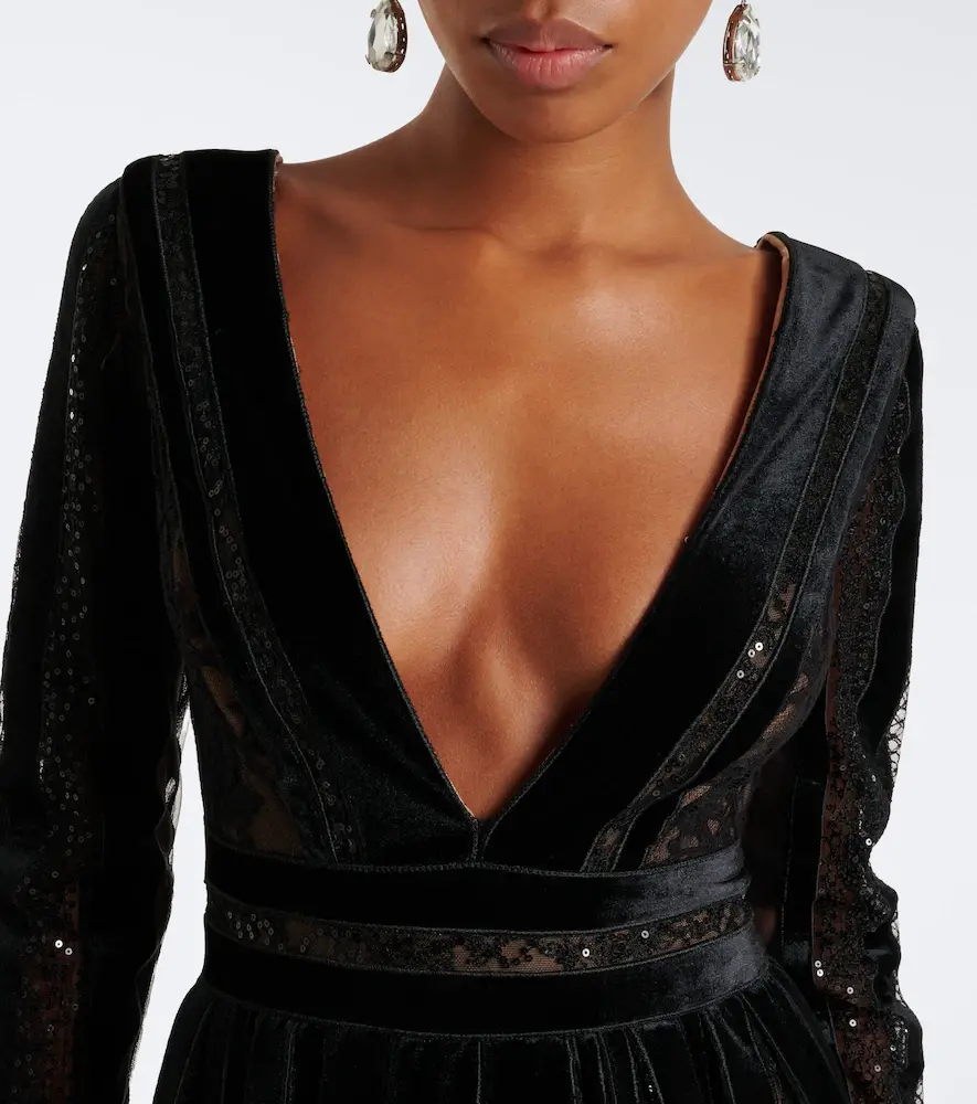 Costarellos Malena sequined lace and velvet gown | Thumbnail 5 Costarellos Malena sequined lace and velvet gown | Thumbnail 5