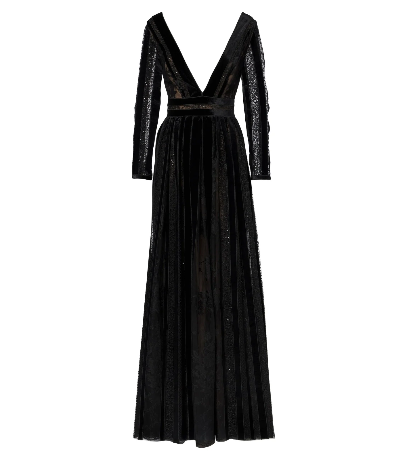 Costarellos Malena sequined lace and velvet gown