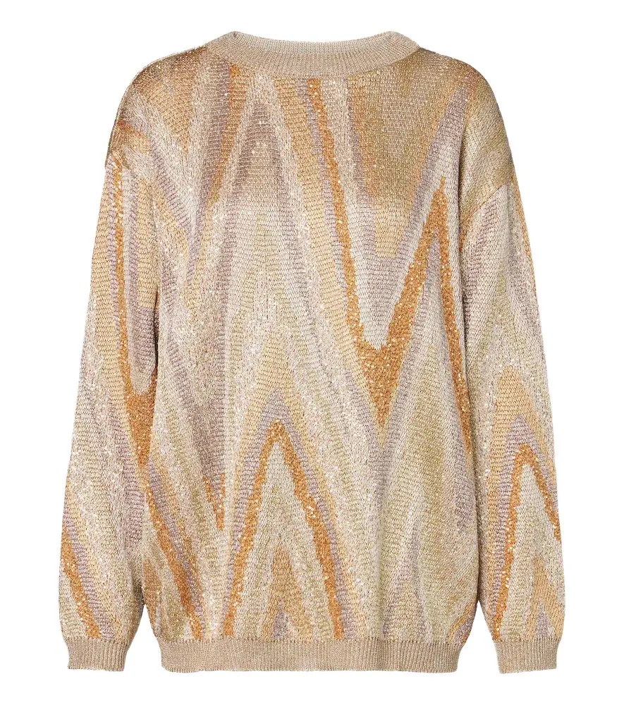 Zigzag sequined lamé sweater