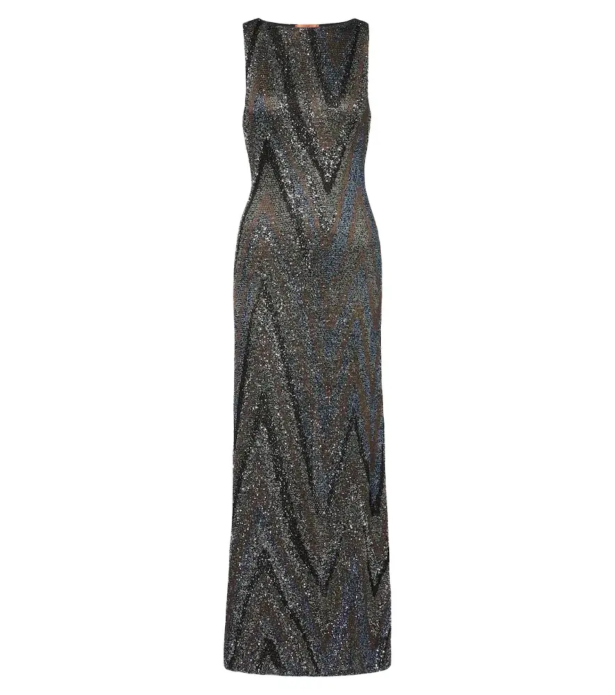 Zigzag sequined lamé maxi dress Zigzag sequined lamé maxi dress