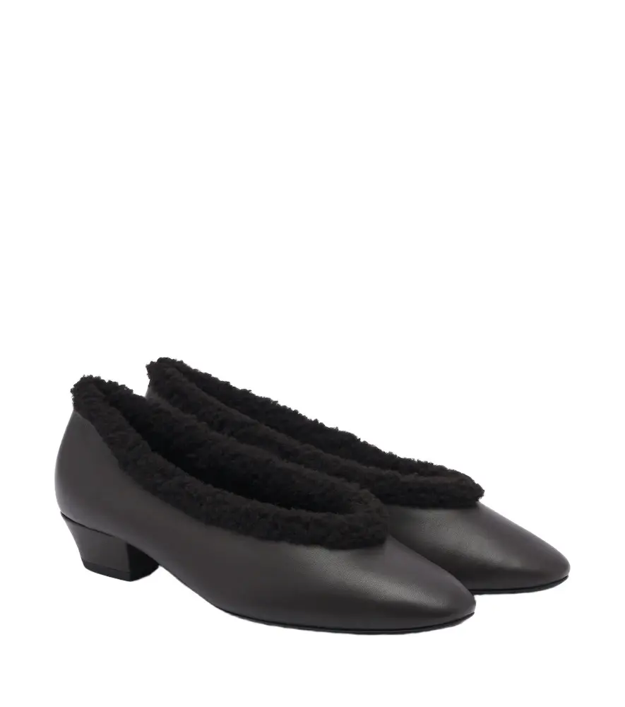 Shearling-lined leather pumps