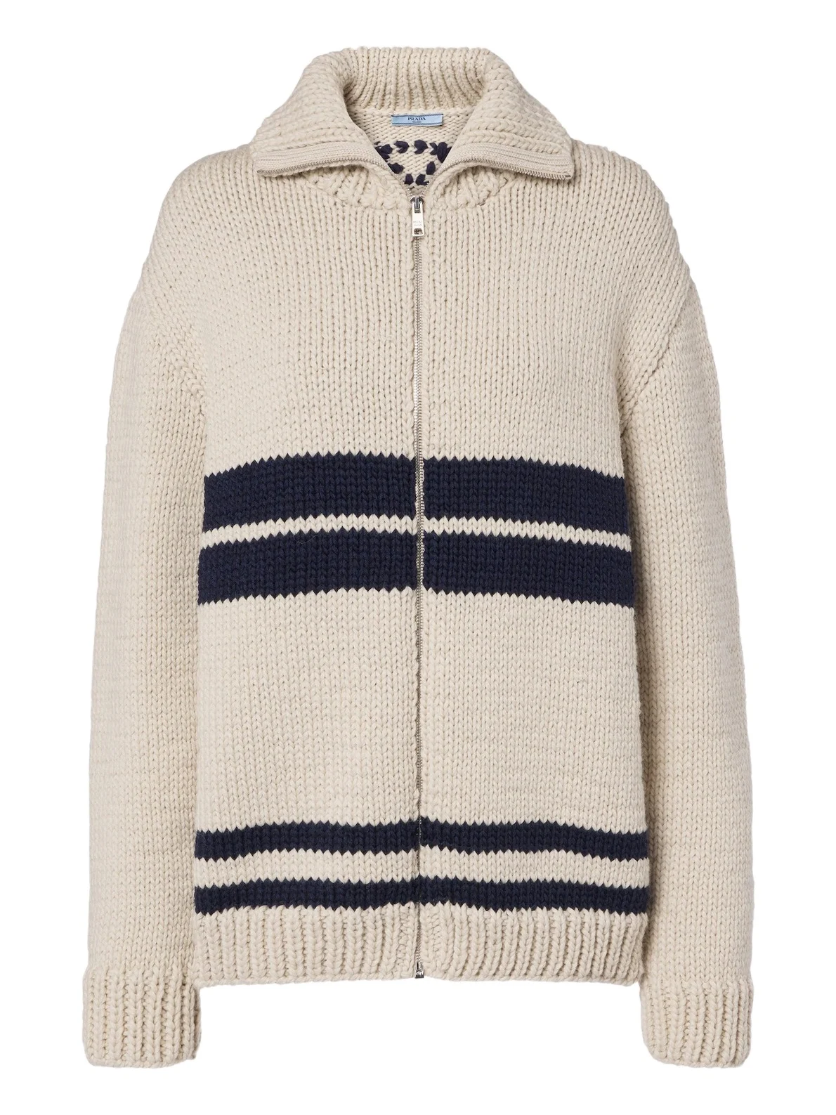 Prada Striped wool zip-up cardigan