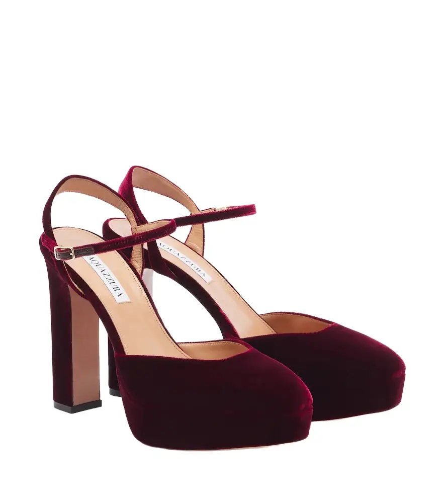 Aquazzura Amira velvet platform pumps