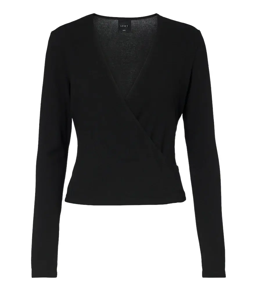 LESET Lauren jersey wrap top