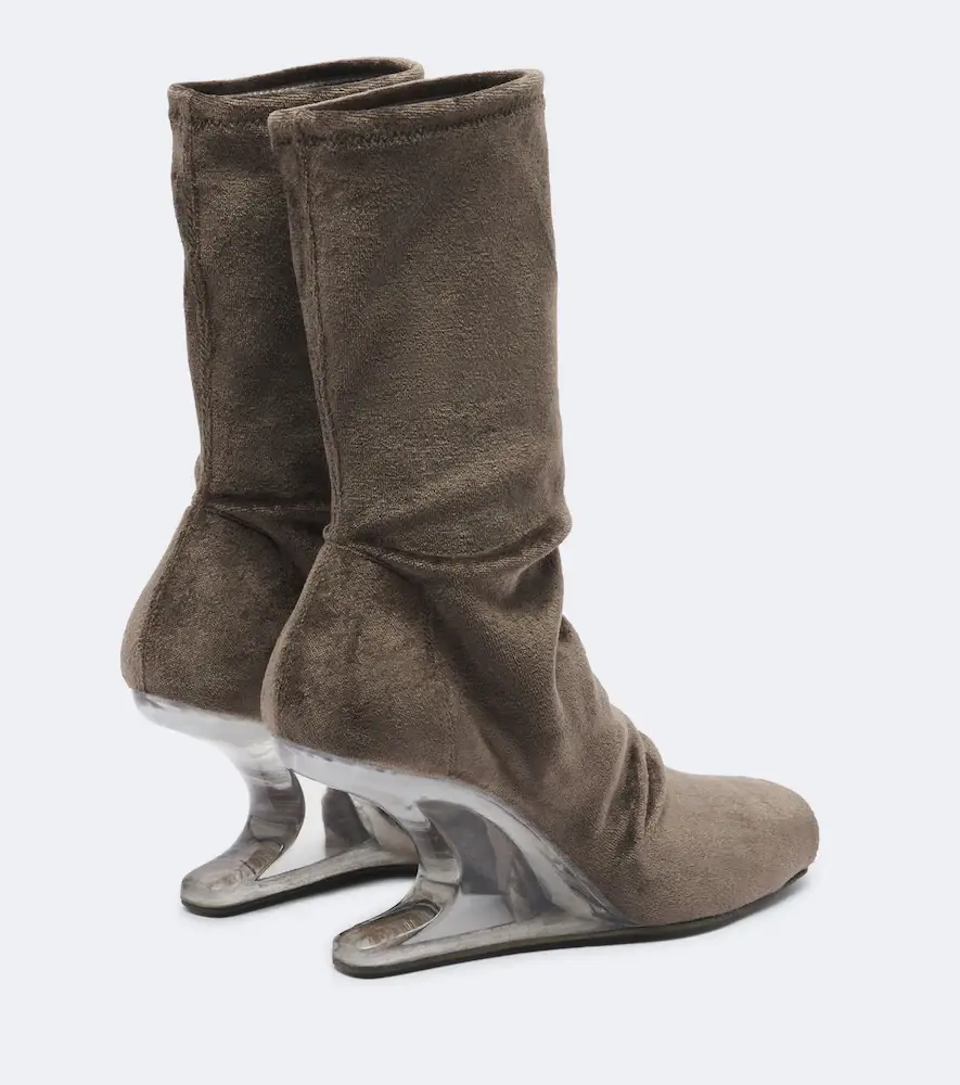 Rick Owens Cantilever velvet jersey wedge boots | Thumbnail 3