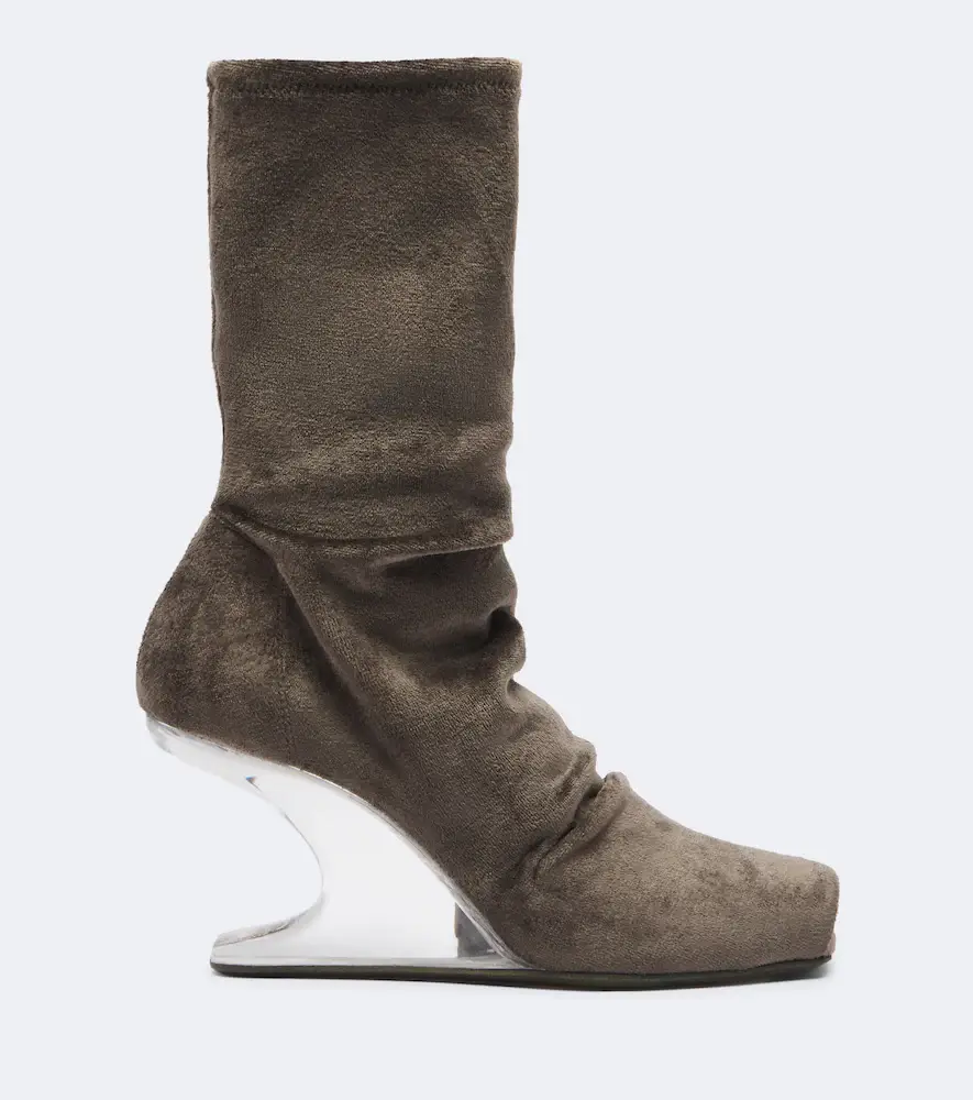 Rick Owens Cantilever velvet jersey wedge boots | Thumbnail 4