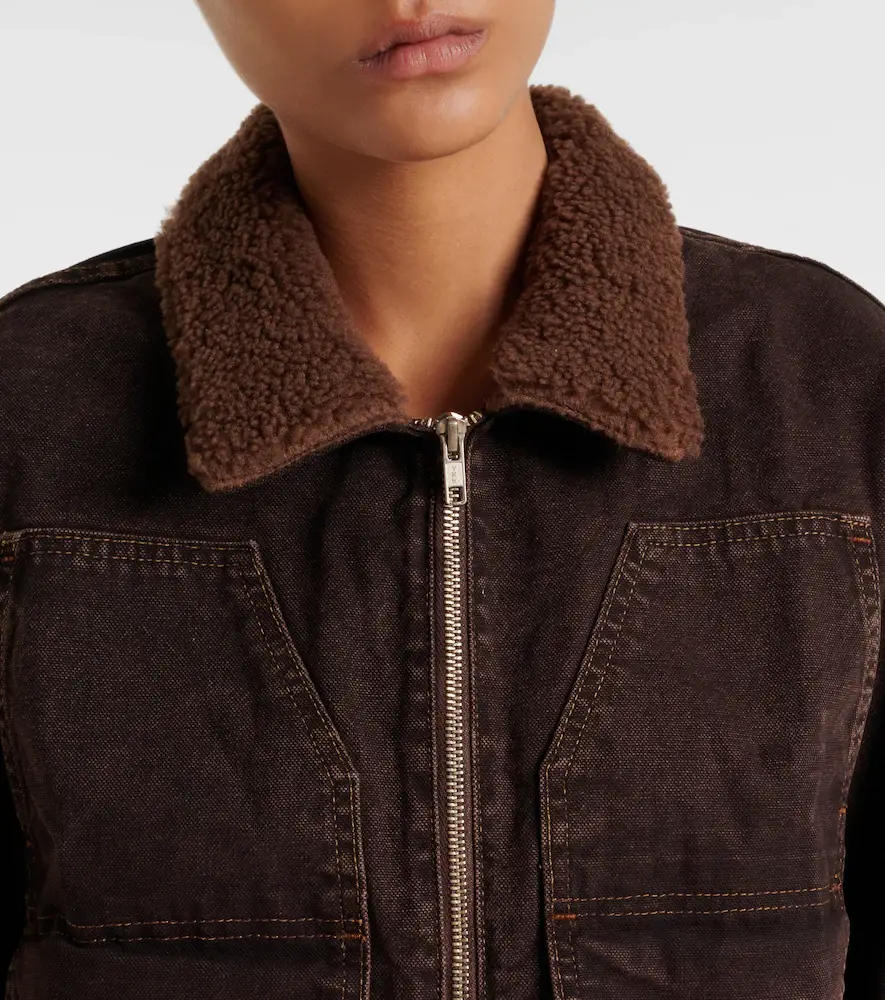 SLVRLAKE Atlas Worker shearling-trimmed denim jacket | Thumbnail 3