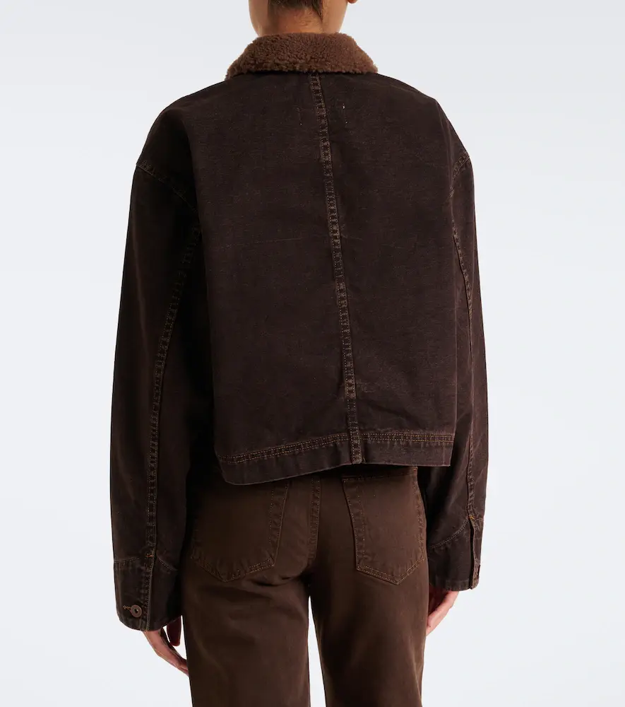 SLVRLAKE Atlas Worker shearling-trimmed denim jacket | Thumbnail 4