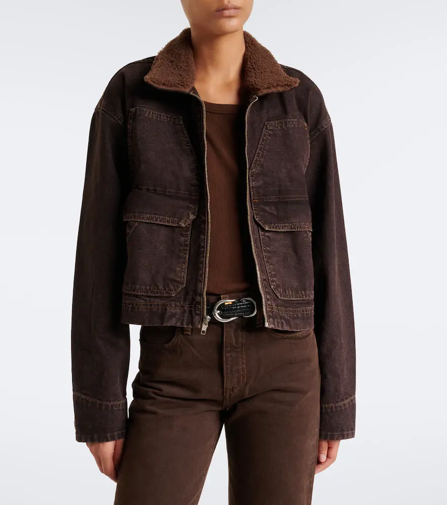 SLVRLAKE Atlas Worker shearling-trimmed denim jacket | Thumbnail 6