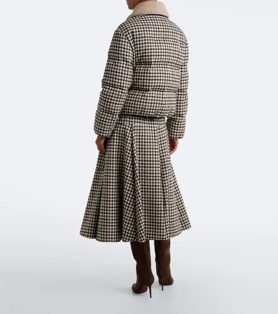 Brunello Cucinelli Checked alpaca and wool-blend midi skirt | Thumbnail 3