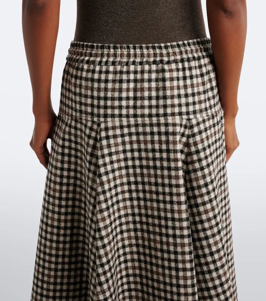Brunello Cucinelli Checked alpaca and wool-blend midi skirt | Thumbnail 5