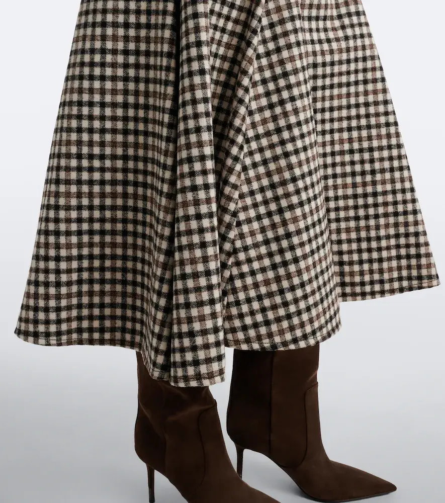 Brunello Cucinelli Checked alpaca and wool-blend midi skirt | Thumbnail 6