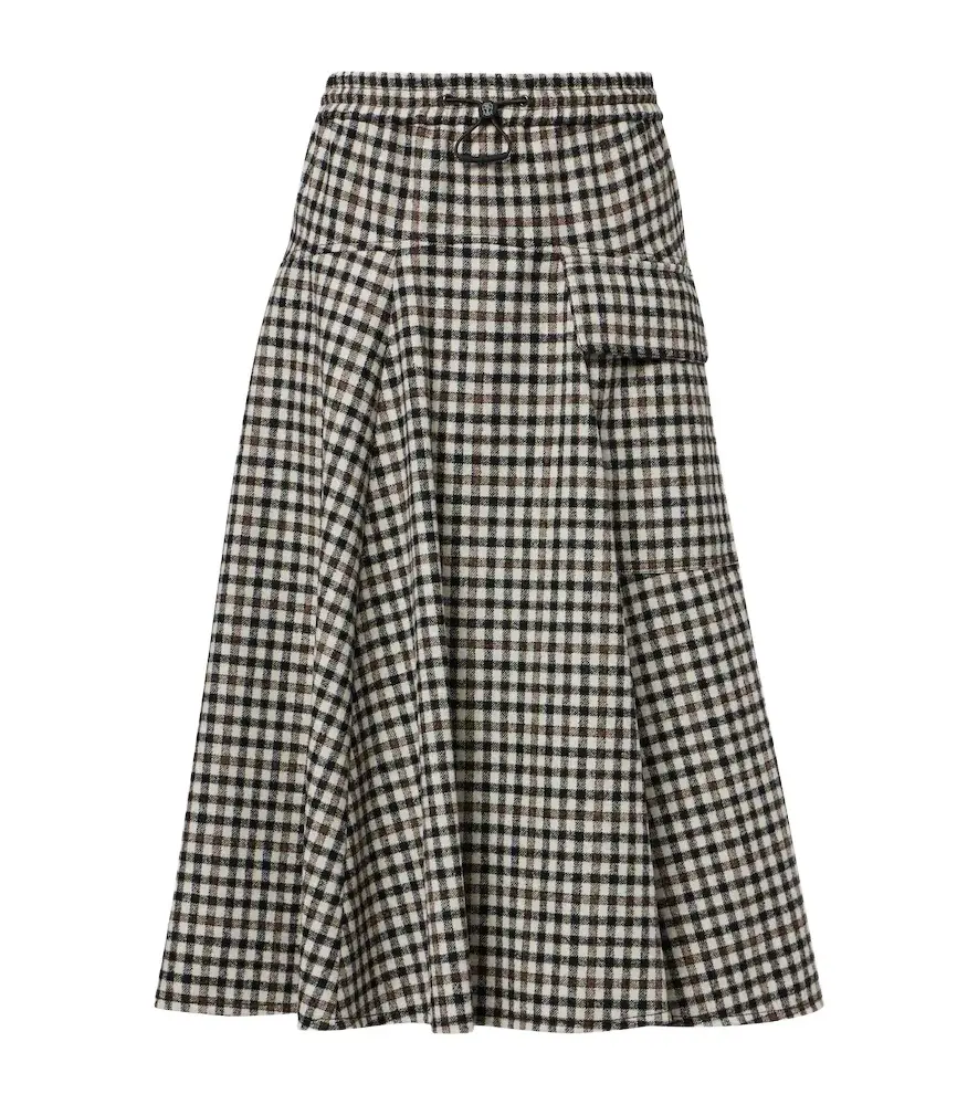 Checked alpaca and wool-blend midi skirt Checked alpaca and wool-blend midi skirt