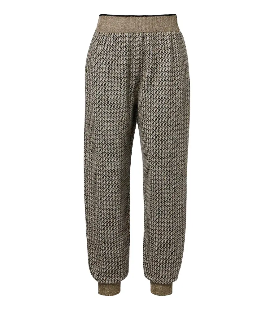 Houndstooth mohair and wool-blend straight pants Houndstooth mohair and wool-blend straight pants