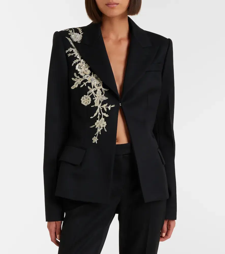 Alexander McQueen Beaded embroidered wool blazer | Thumbnail 3 Alexander McQueen Beaded embroidered wool blazer | Thumbnail 3