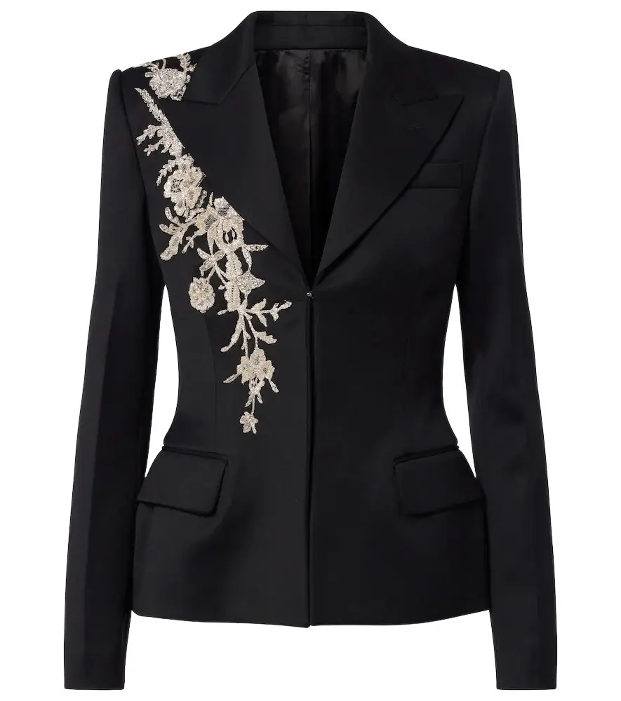 Alexander McQueen Beaded embroidered wool blazer