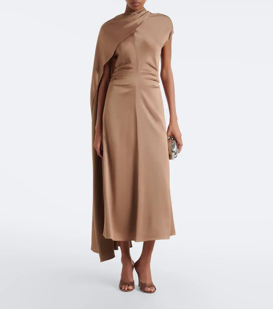 Simkhai Jacka caped satin midi dress | Thumbnail 5