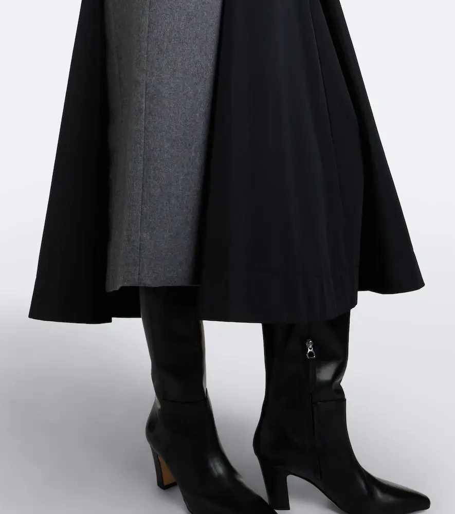 Sacai Paneled taffeta and wool flannel midi skirt | Thumbnail 3 Sacai Paneled taffeta and wool flannel midi skirt | Thumbnail 3