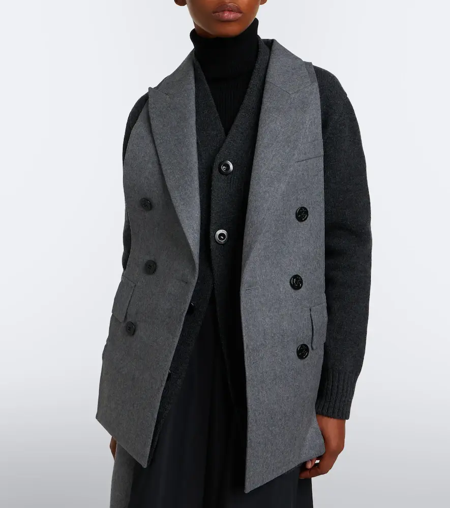 Sacai Layered wool-blend cardigan | Thumbnail 4 Sacai Layered wool-blend cardigan | Thumbnail 4