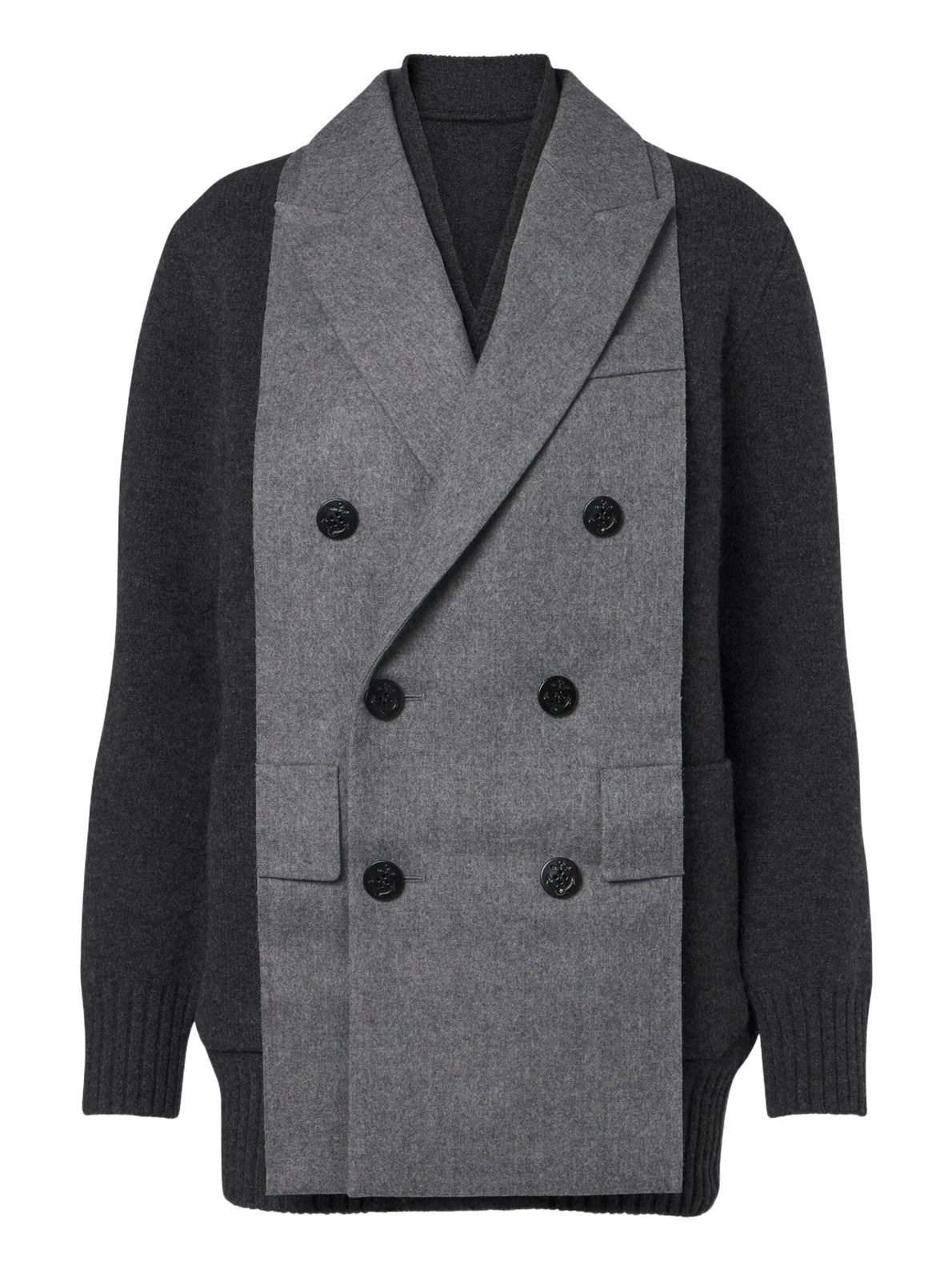 Sacai Layered wool-blend cardigan