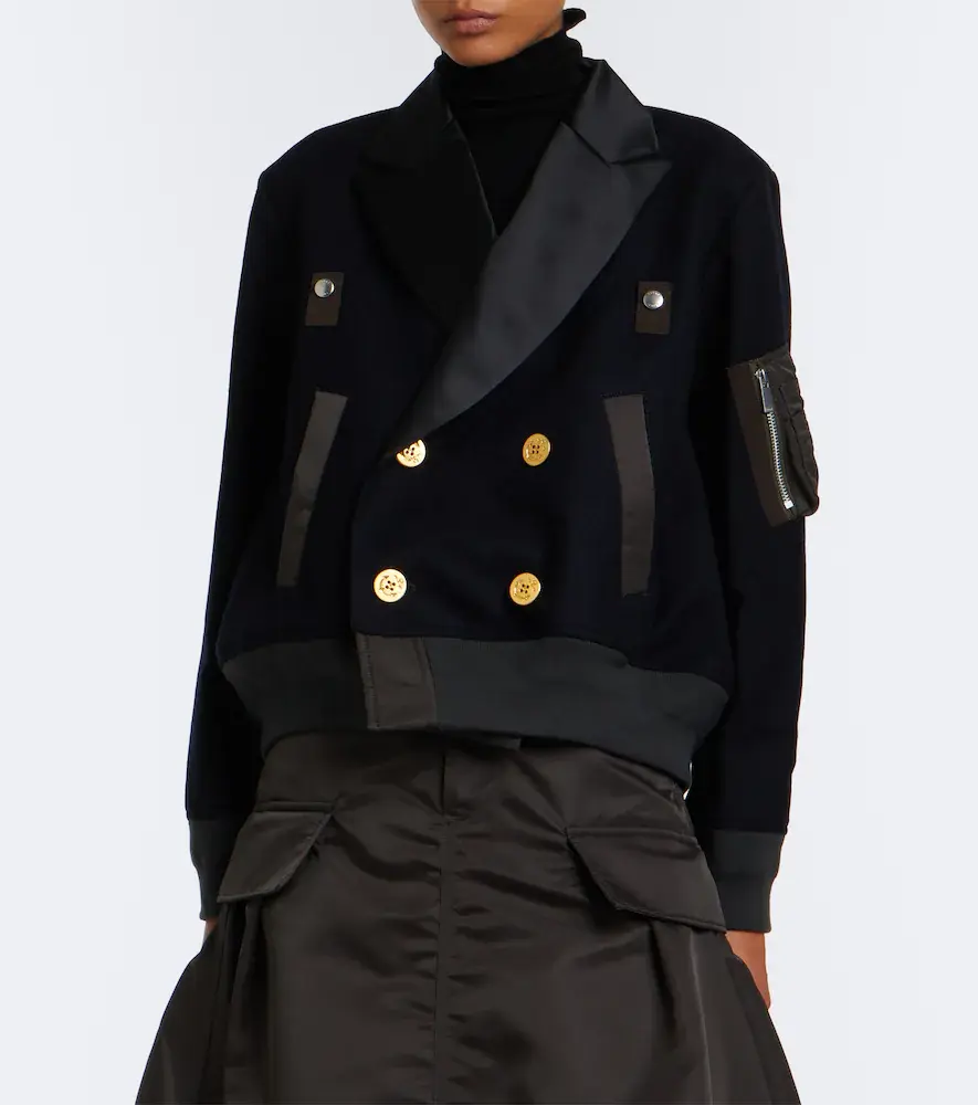 Sacai Paneled wool flannel and twill jacket | Thumbnail 4