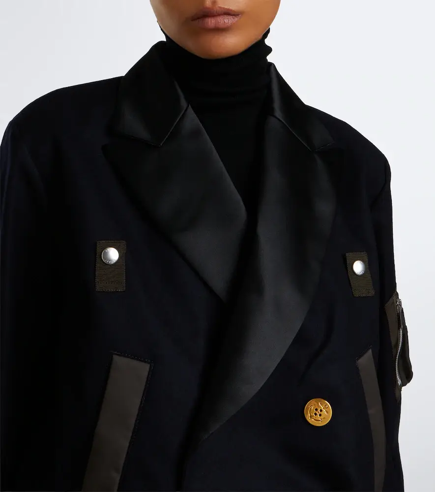 Sacai Paneled wool flannel and twill jacket | Thumbnail 5