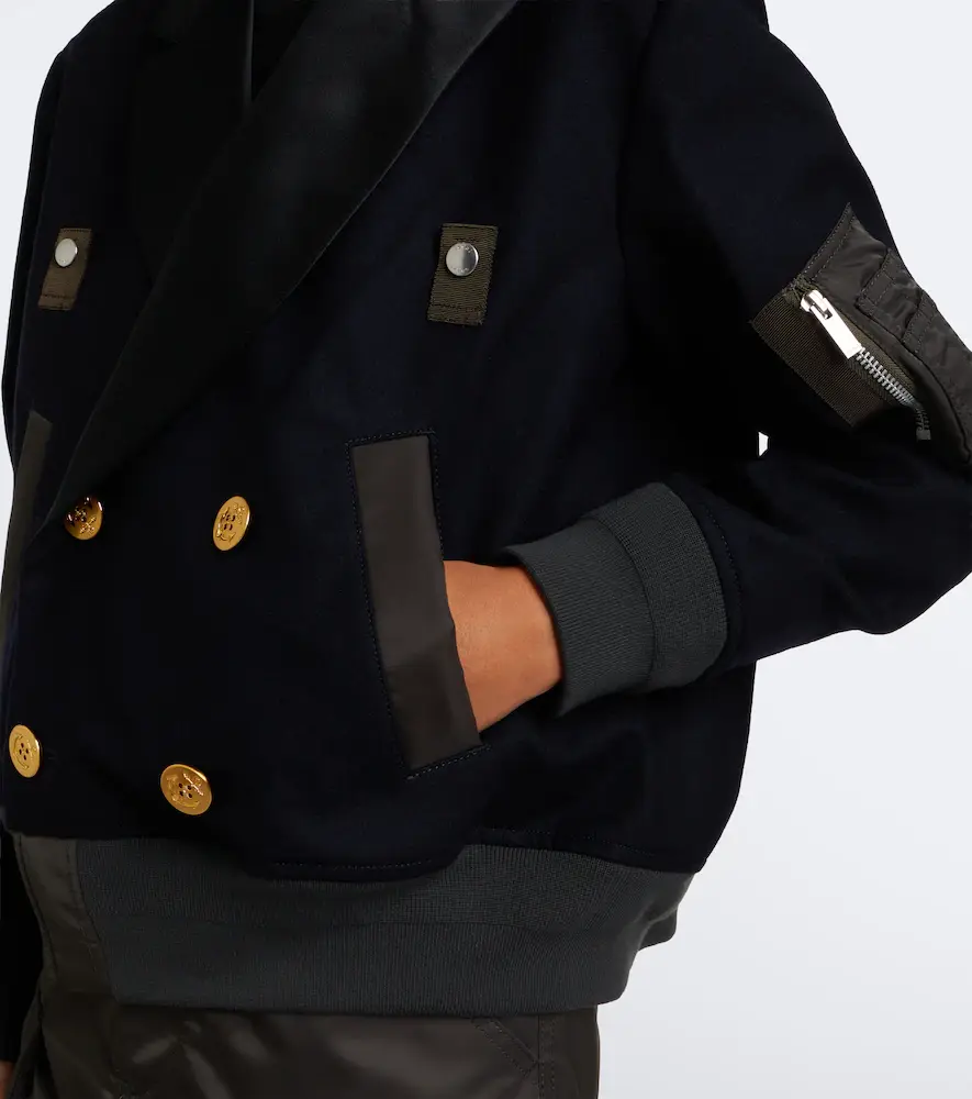 Sacai Paneled wool flannel and twill jacket | Thumbnail 6