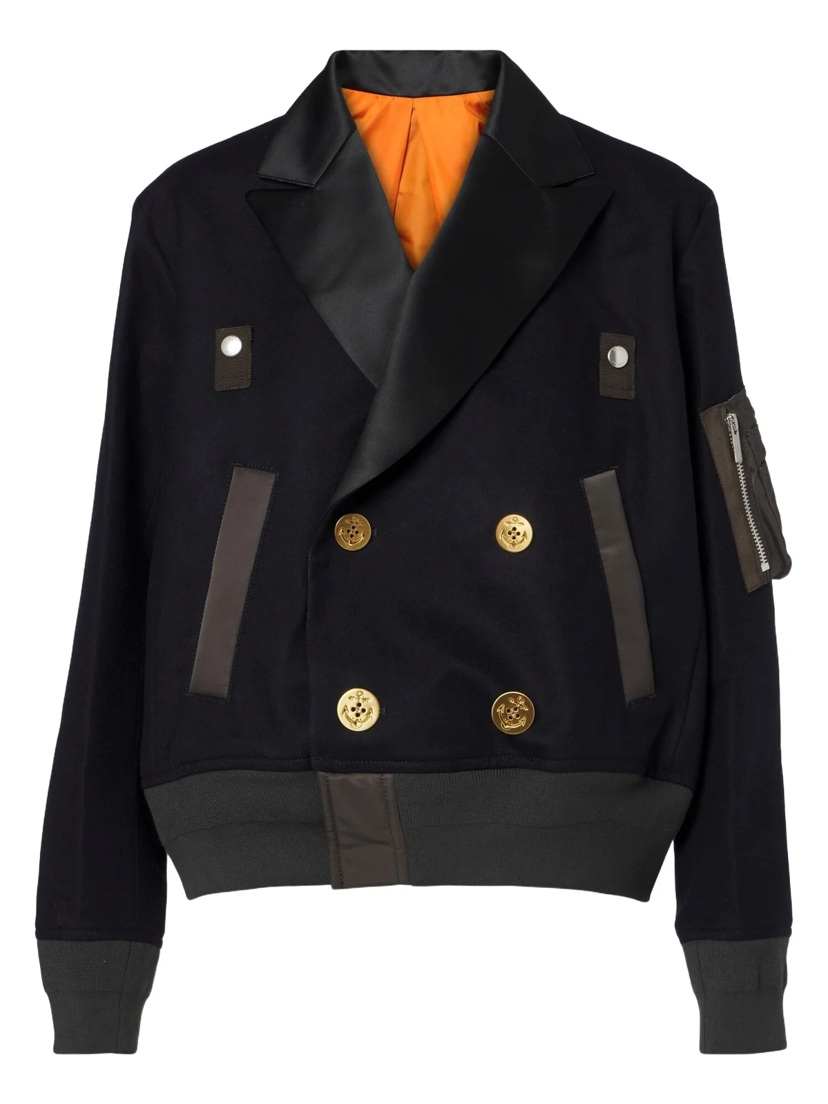 Sacai Paneled wool flannel and twill jacket