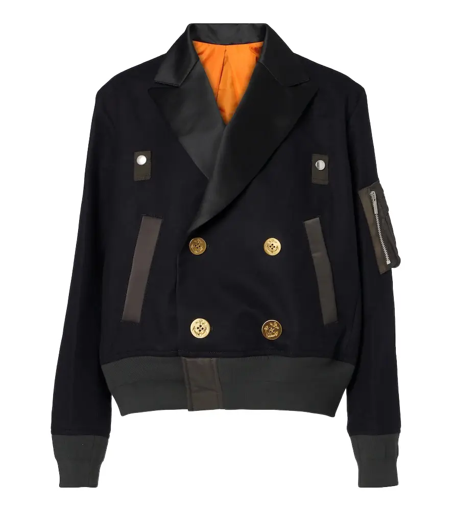 Paneled wool flannel and twill jacket Paneled wool flannel and twill jacket
