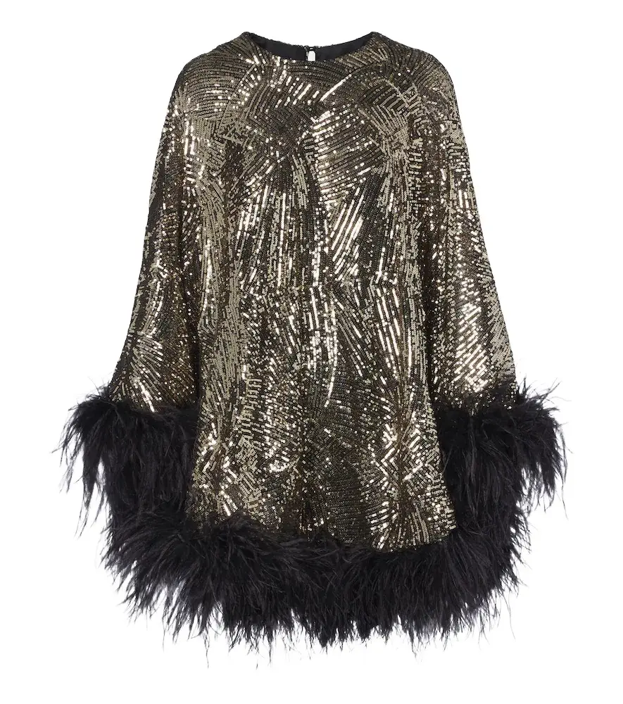 Taller Marmo Vegas Disco feather-trimmed minidress