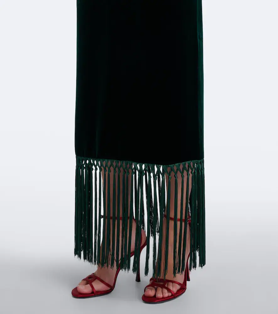 Taller Marmo Palermo fringed velvet maxi dress | Thumbnail 2 Taller Marmo Palermo fringed velvet maxi dress | Thumbnail 2