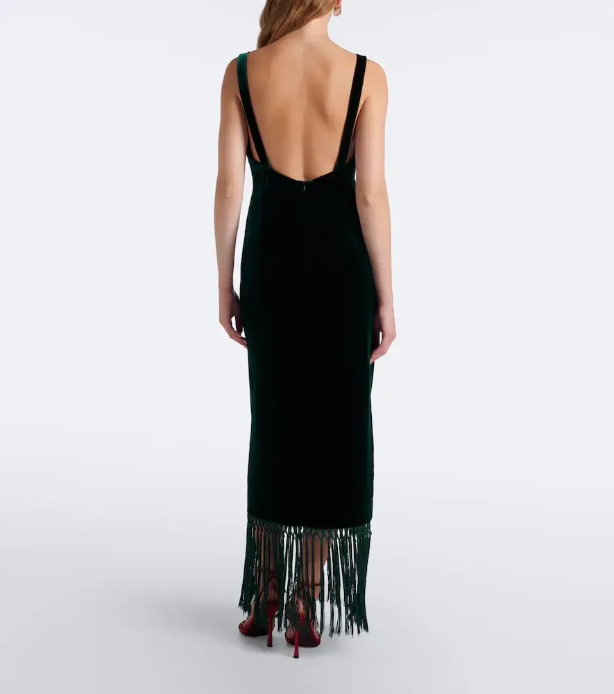 Taller Marmo Palermo fringed velvet maxi dress | Thumbnail 3 Taller Marmo Palermo fringed velvet maxi dress | Thumbnail 3