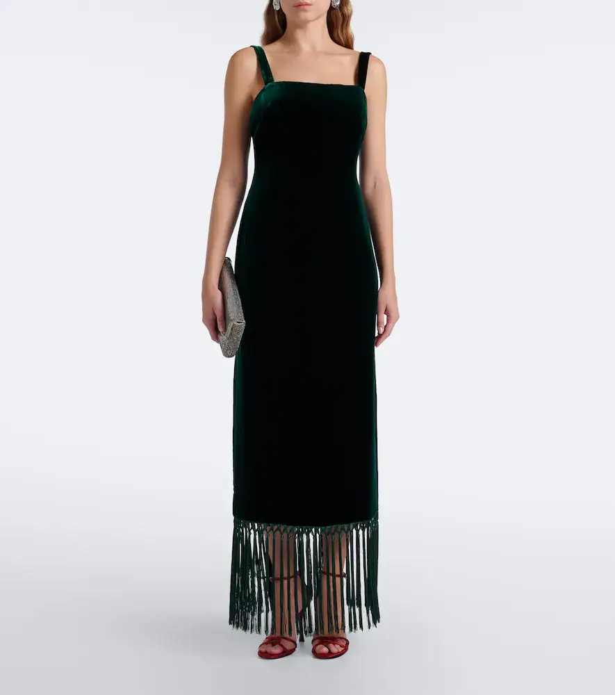 Taller Marmo Palermo fringed velvet maxi dress | Thumbnail 4 Taller Marmo Palermo fringed velvet maxi dress | Thumbnail 4